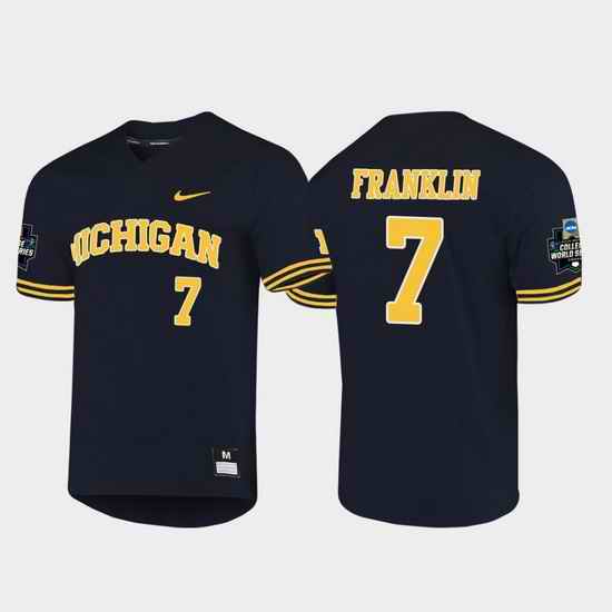Men Michigan Wolverines Jesse Franklin Navy 2019 Ncaa Baseball College World Series Jersey